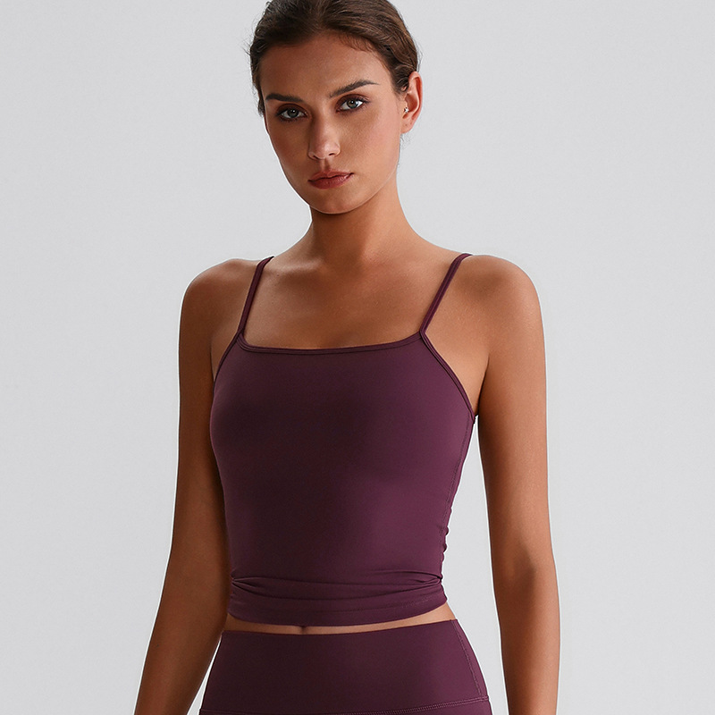 Beautiful Back Strappy Vest With Breast Pads  Yoga Bra SKL-LQ8032