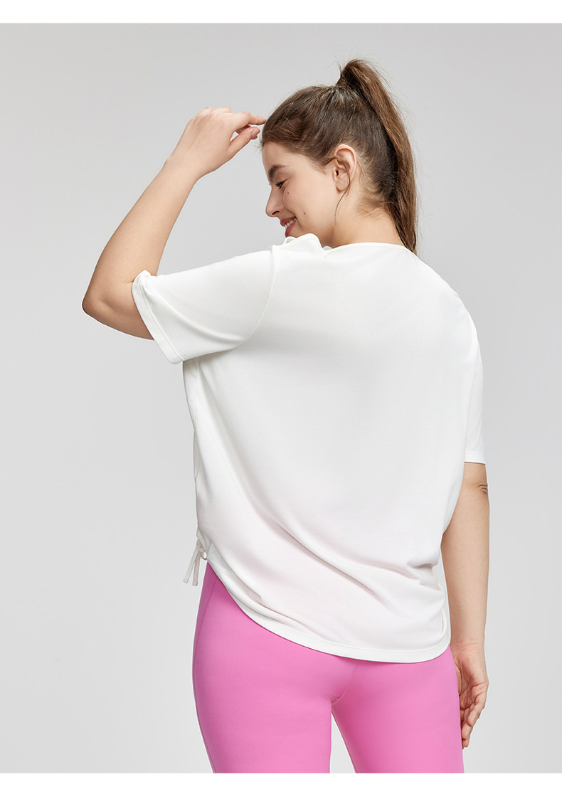 Adjustable Drawstring Slimming Plus-Size Short-Sleeve Top DWY215435