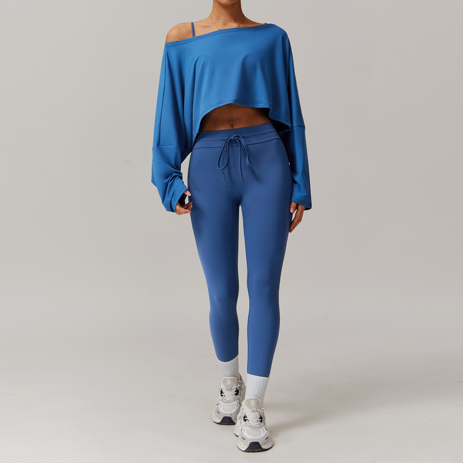 Off the shoulder Long-sleeve Yoga Set 5034