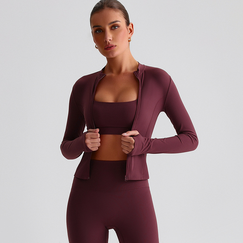 Zipper Outdoor Running  Sports Yoga Jacket Long-sleeved Coat SKL-LQ2156