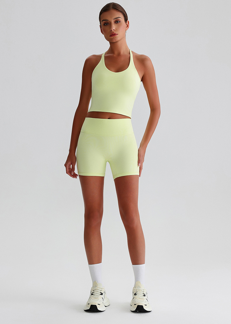  Solid-color Nude Tight Shorts Set With Beautiful Back Bra SKL-LQ0328