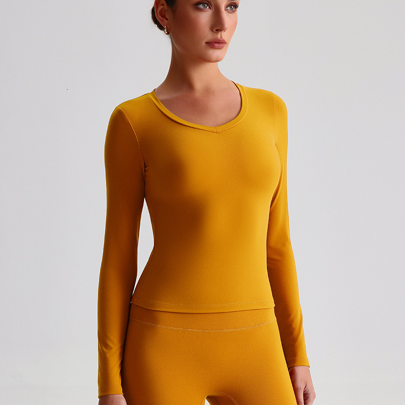 Ribbed Naked High-intensity Fitness Suits Tight Yoga Long Sleeves Top SKL-LQ2130
