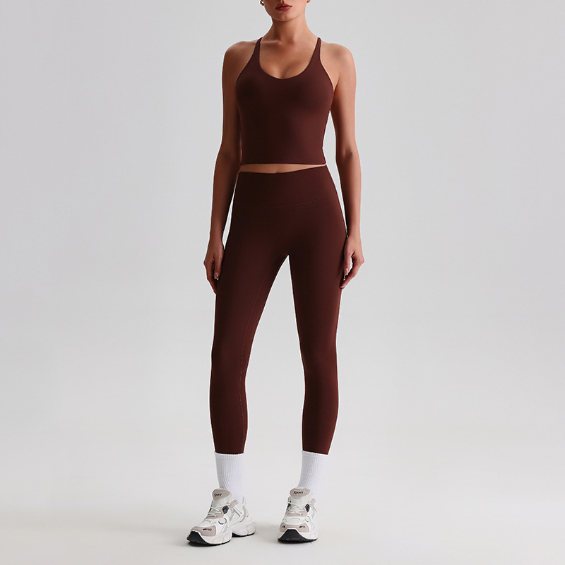 Women's Plus-size Tight Sports Leggings And Bra With Padded Outdoor Running And Fitness Wear Two-piece set SKL-LQ0128