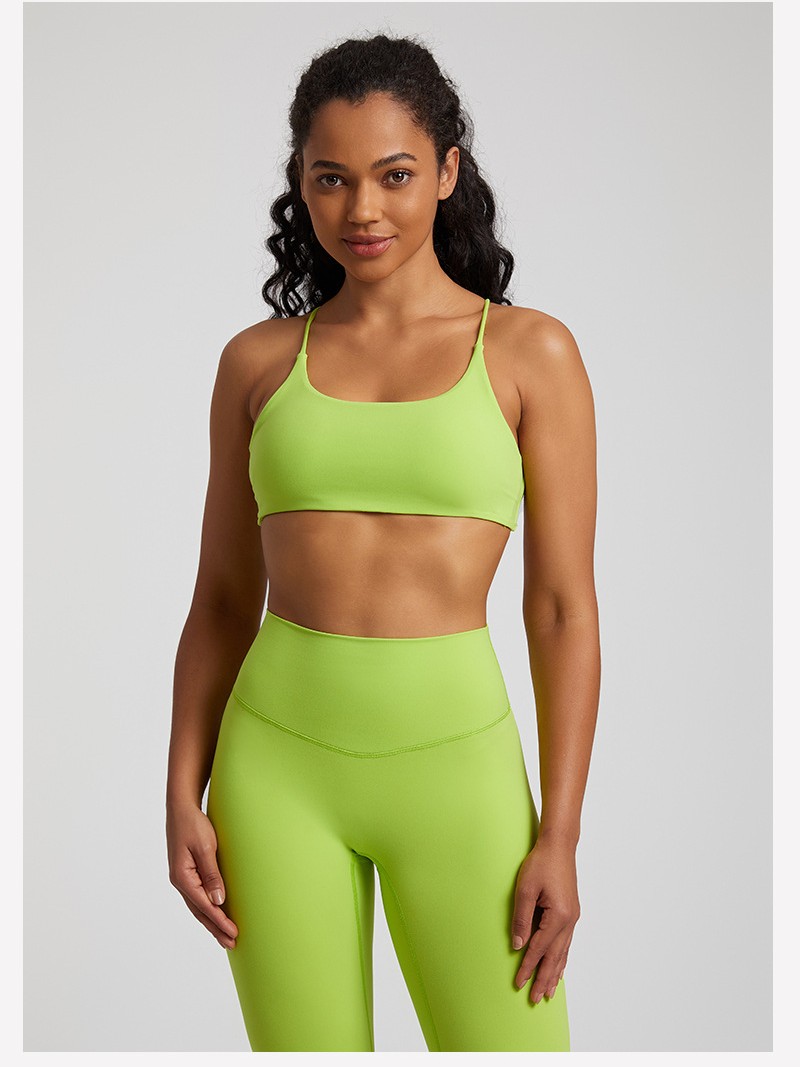 Candy-colored Nude Fitness Cross Back Bra SKL-LQ4059