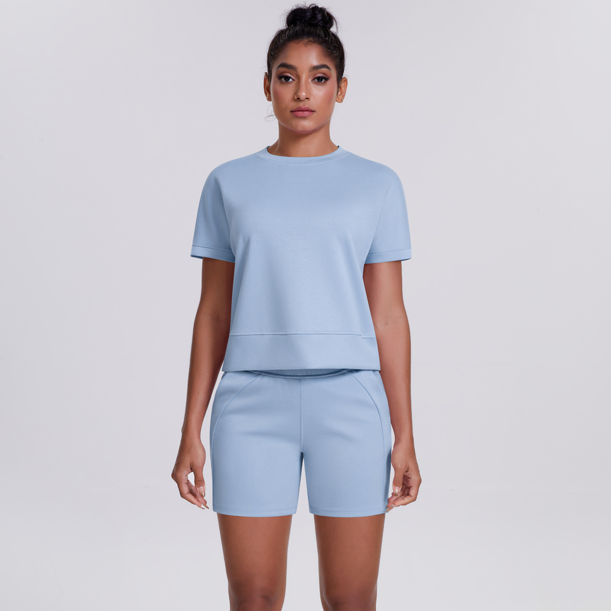  Round-Neck Sports Short-Sleeve Fitness Yoga Wear Set T25B2071