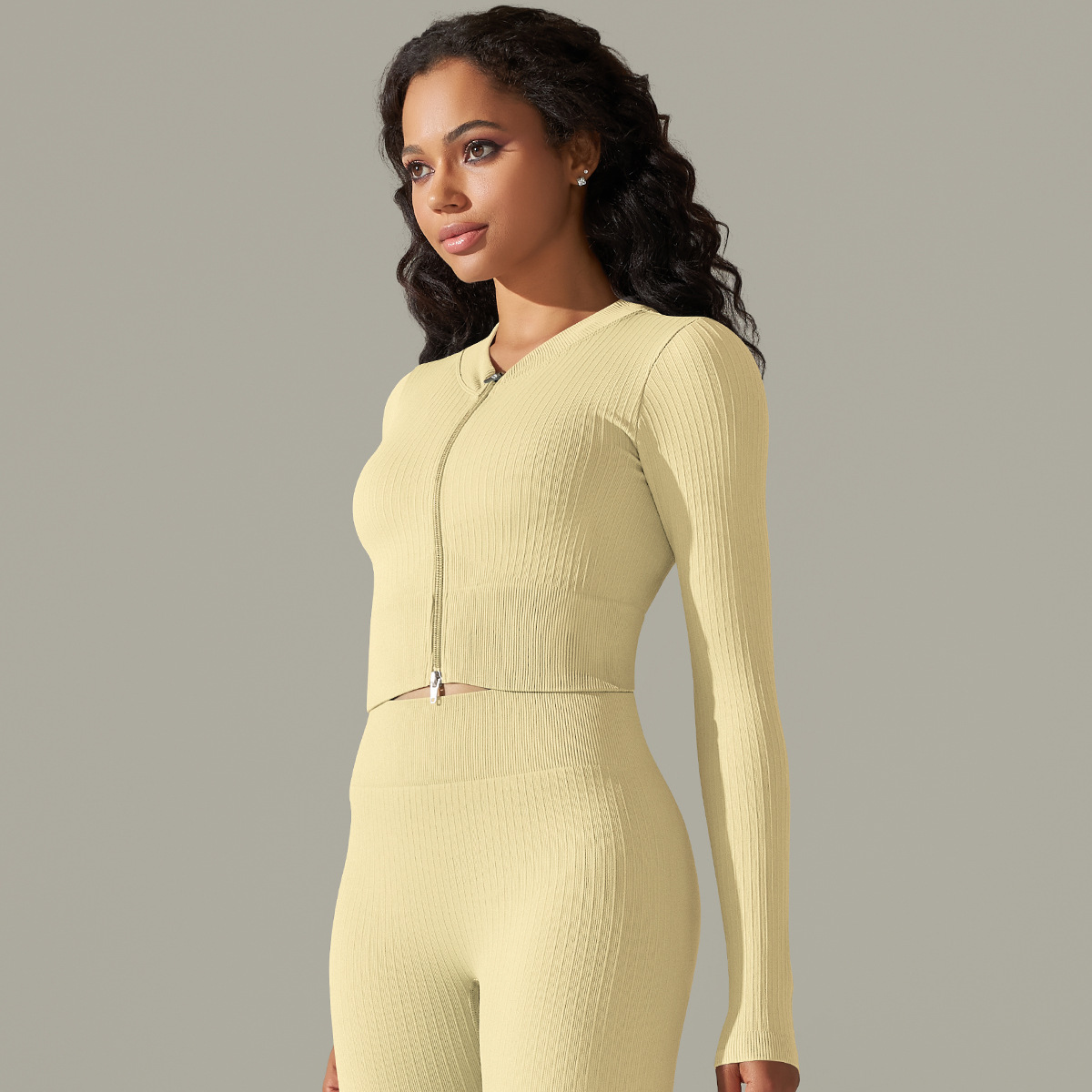Long-Sleeve Sports Top Zippered Shapewear Fitness Wear 9310long sleeve