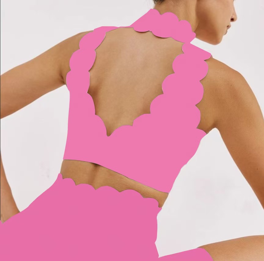 Lace Thick Straps Racerback Halterneck Sleeveless Yoga Sports Bra SKL-FNK8814