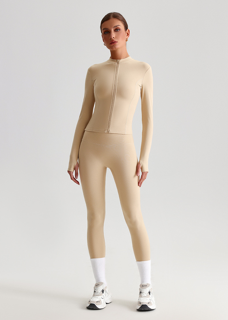 Long Pants And Coat Tight Yoga Suit Set High-waisted Quick-drying Running And Fitness SKL-LQ8656