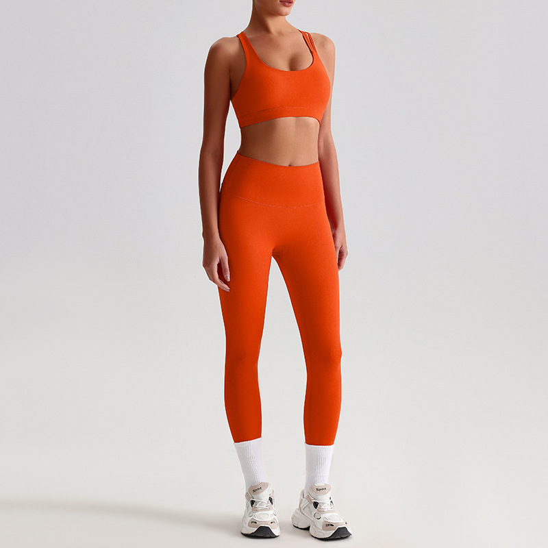Crossed Beautiful Back Bra Running And Fitness Suit Leggings Set SKL-LQ8635