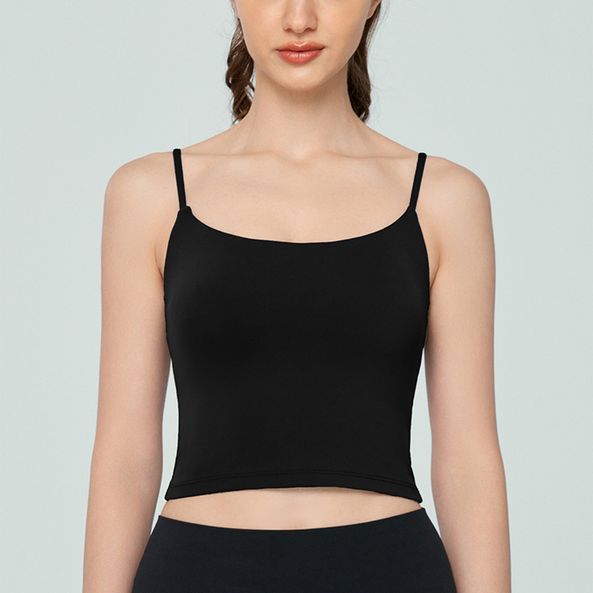 Solid Color U-Neck Yoga Bra with Semi-Fixed Cups  DSB745