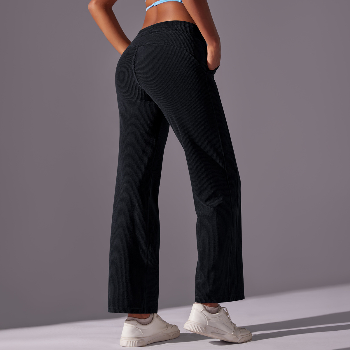  Corduroy Wide-Leg Fitness Pants for Women 7073