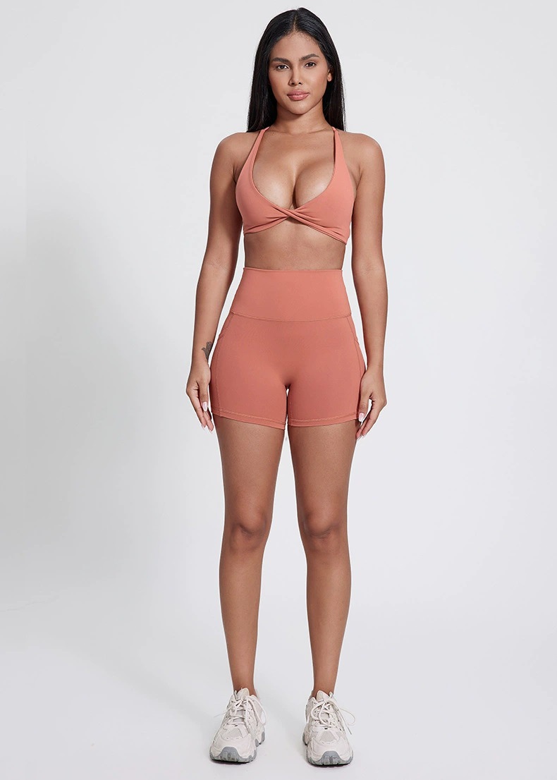 Women Three-inch Pocket Pants High-waisted Hip-lifting Outside Sports Pants SKL-LQ5025