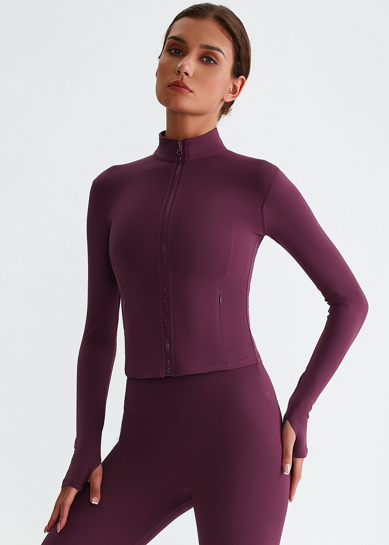 Zipper Outdoor Running  Sports Yoga Jacket Long-sleeved Coat SKL-LQ8018