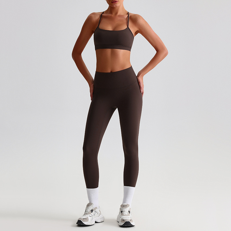 Fitness Sports Leggings And Crossed Beautiful Bra With Pads Set SKL-LQ8639