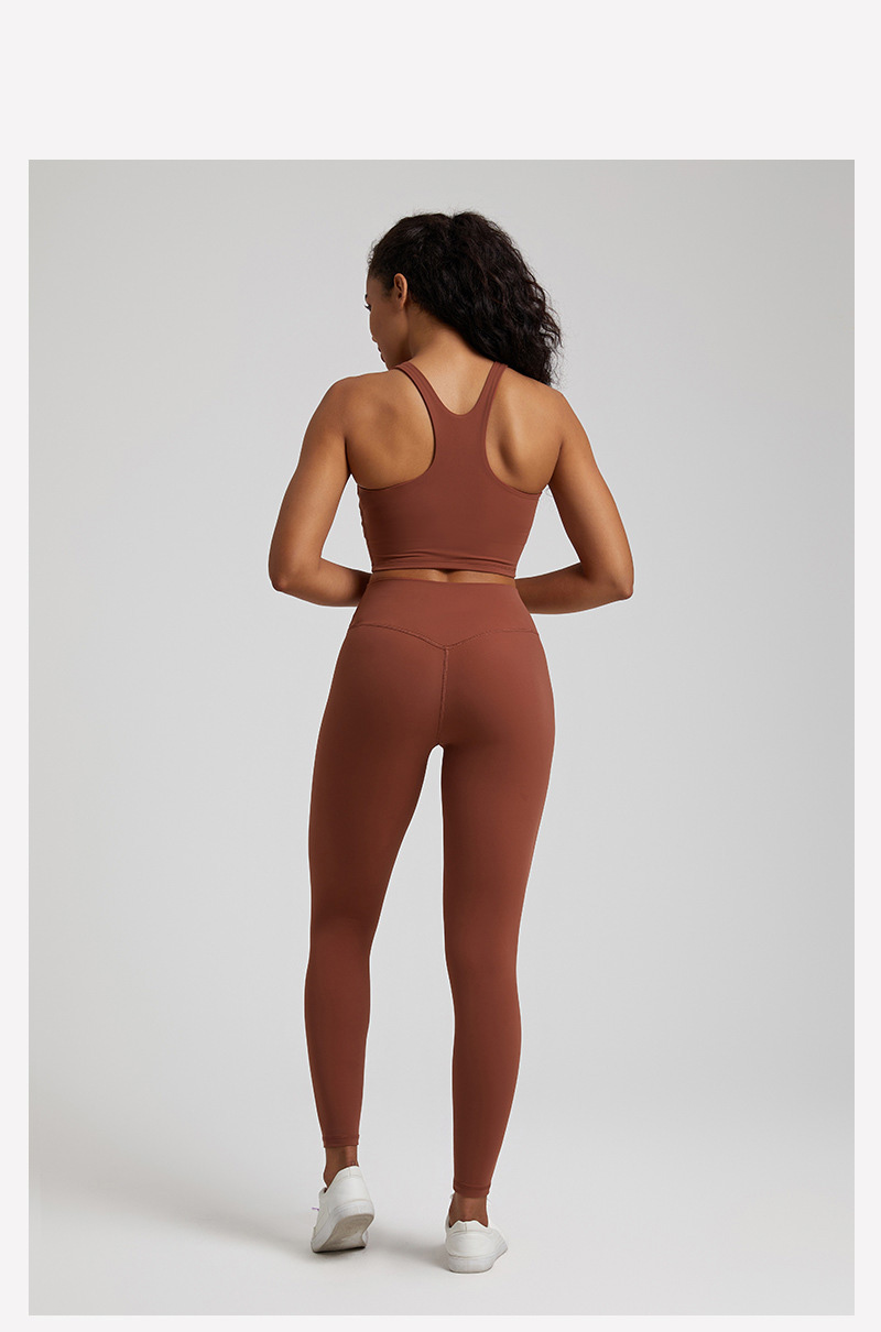 Women's Elastic Beautiful Back Yoga Set Leggings With Beautiful Back Bra SKL-LQ3332