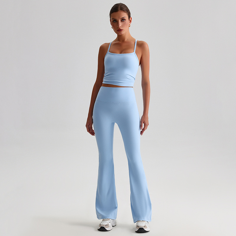 Sportswear yoga set High-waisted yoga flared pants With Beautiful Back Bra SKL-LQ8959