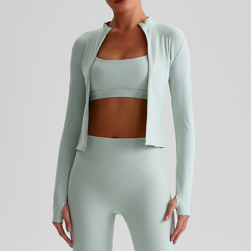 Zipper Outdoor Running  Sports Yoga Jacket Long-sleeved Coat SKL-LQ2156