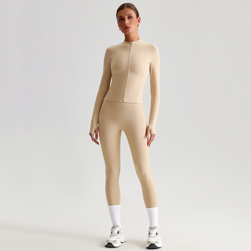 Long Pants And Coat Tight Yoga Suit Set High-waisted Quick-drying Running And Fitness SKL-LQ8656