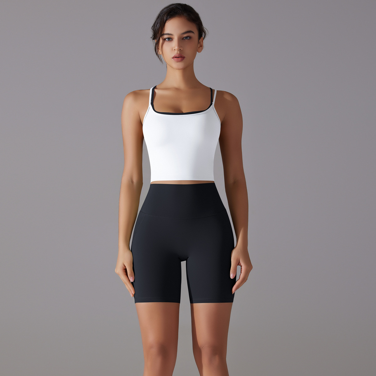  High-Waisted Sports Fitness Two-Piece Set for Women 7005