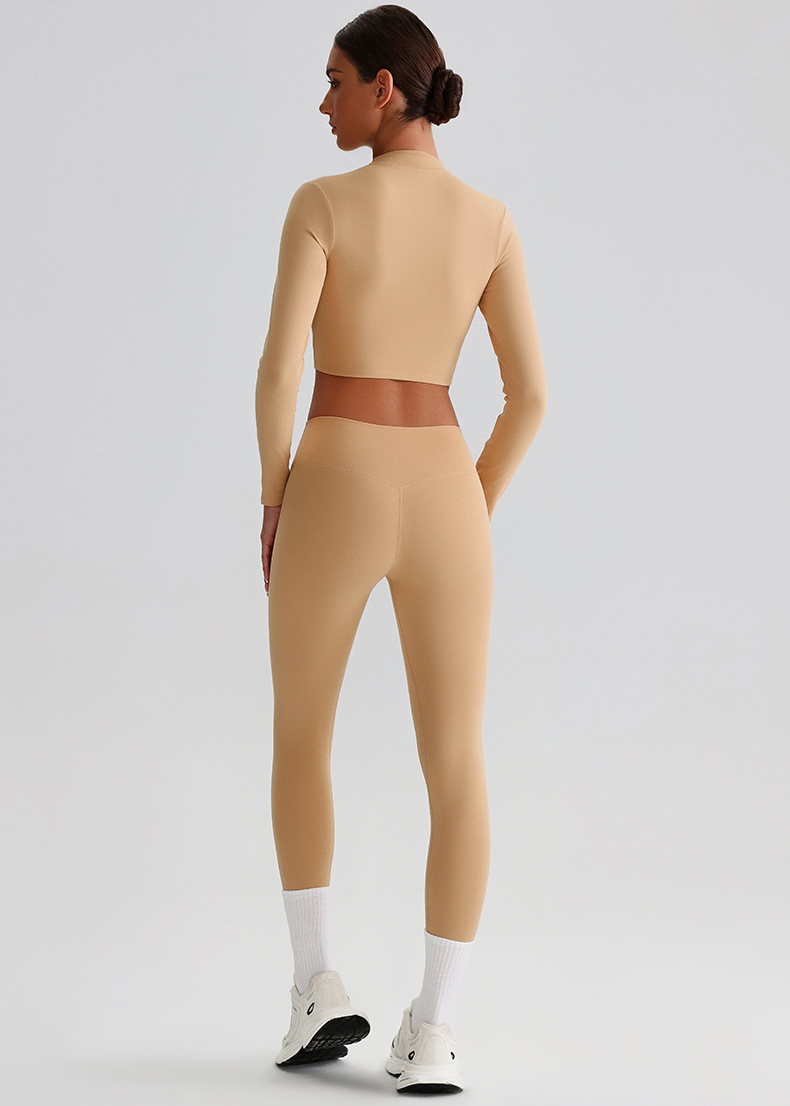 Flare Leggings And Knot Long - Sleeve Yoga Bra Set SKL-LQ0122