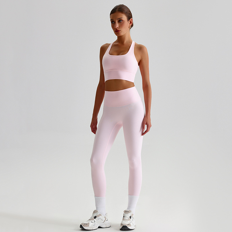 Fitness Sports Leggings And Crossed Beautiful Bra With Pads Set SKL-LQ8697