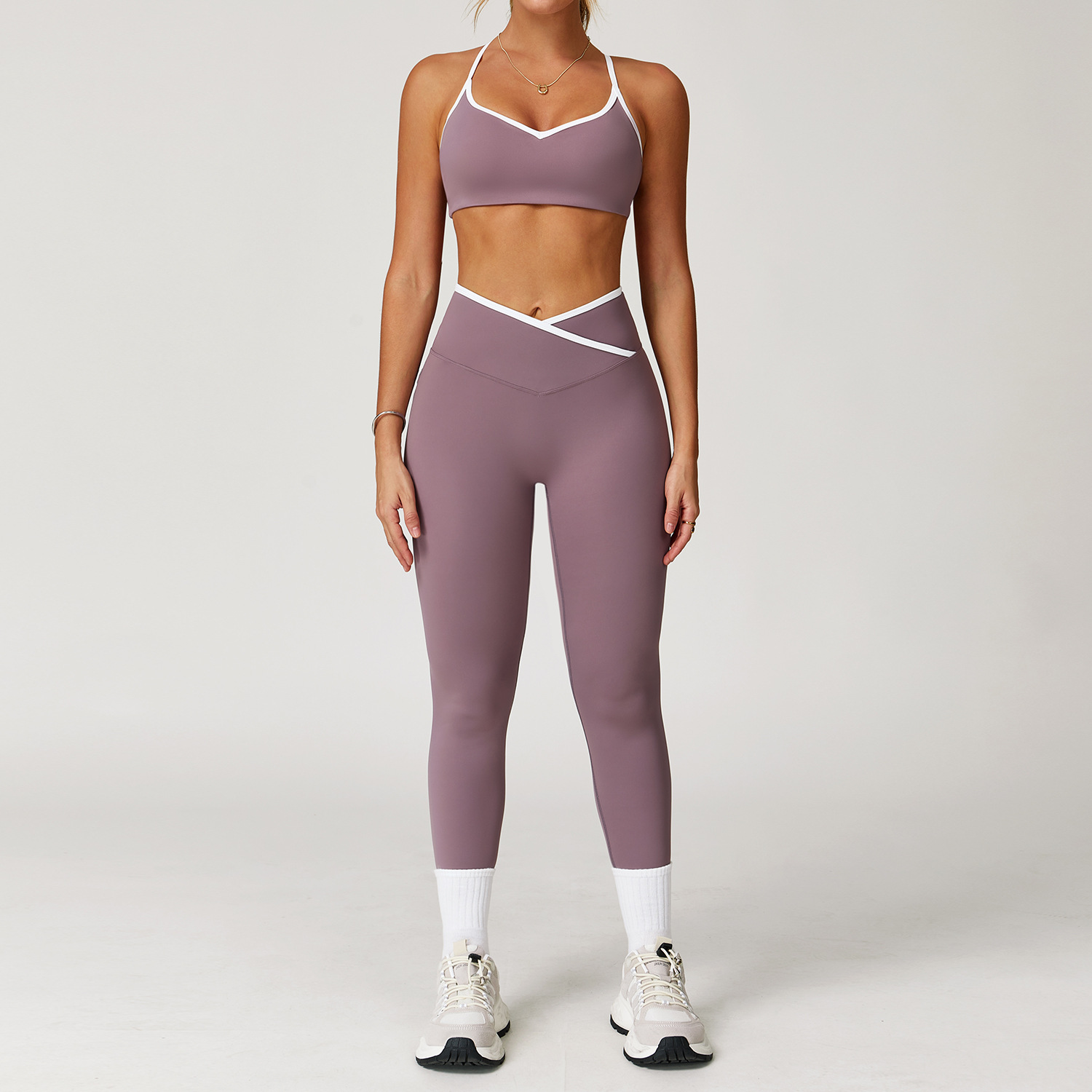  Women's 3 Options Bra & High-Waist Sports Pants Yoga Set 9253