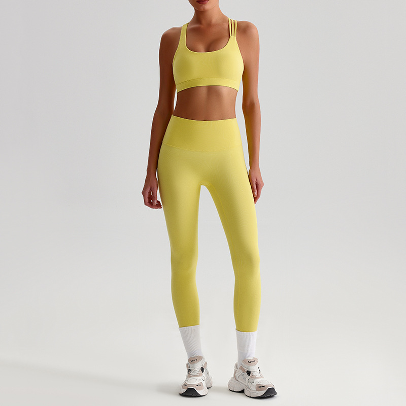 Crossed Beautiful Back Bra Running And Fitness Suit Leggings Set SKL-LQ8635