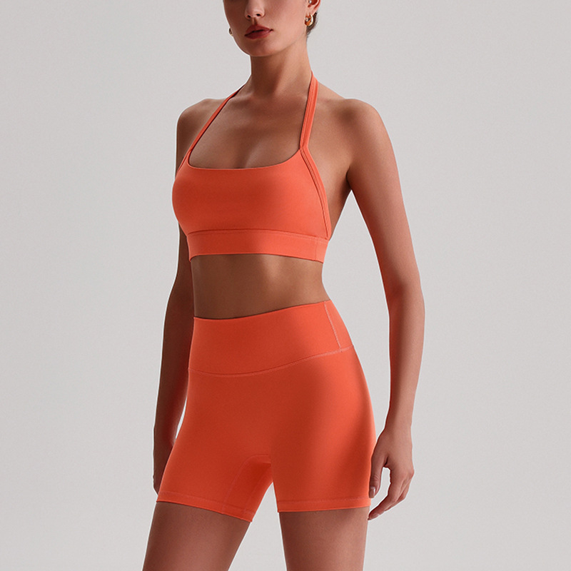 Halter Bra Vest Peach-shaped Buttocks Yoga Wear Shorts Set SKL-LQ0320