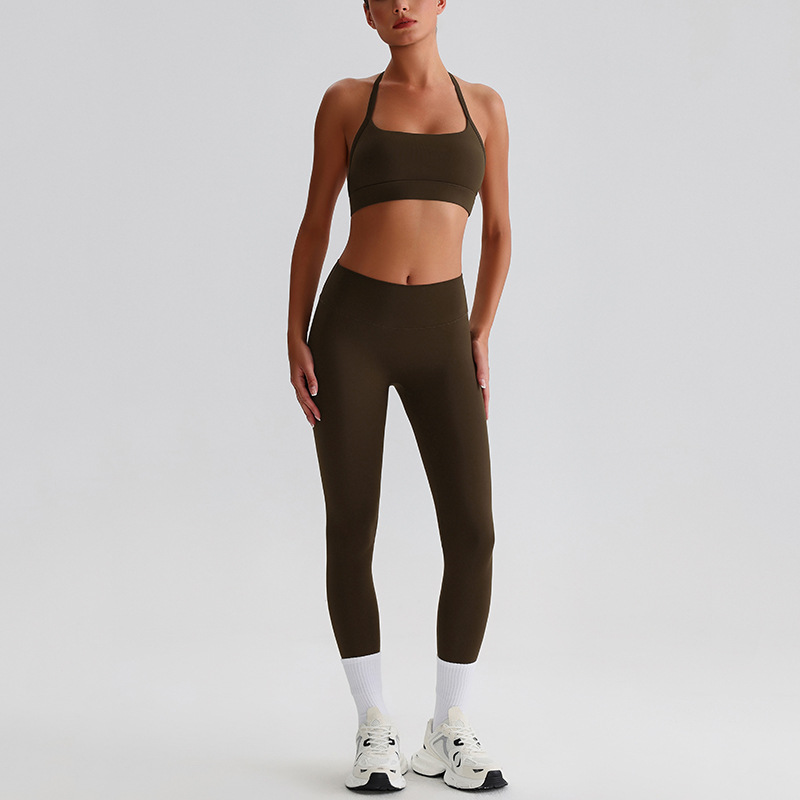 Solid-color Bras Breathable Tight Yoga Suit Set SKL-LQ0120