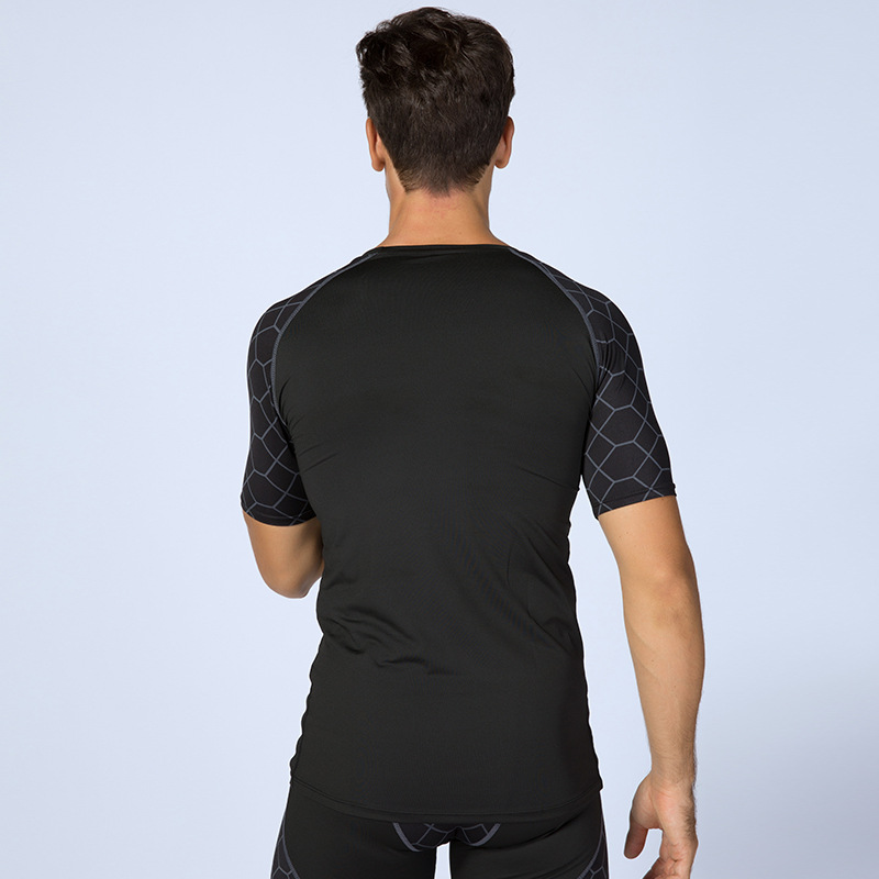 Men's Sweat - Wicking, Quick - Dry & High - Elastic Printed Fitness Short - Sleeve Shirts 4003 