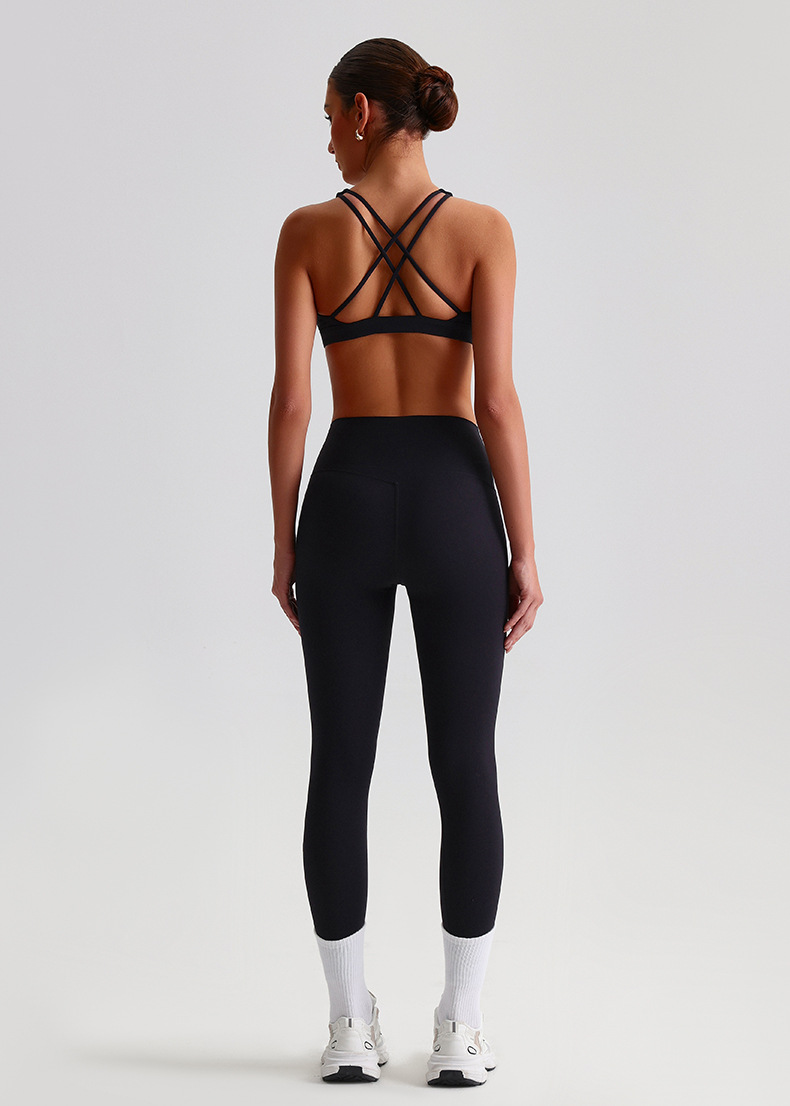 Crossed Beautiful Back Bra Running And Fitness Suit Leggings Set SKL-LQ8698