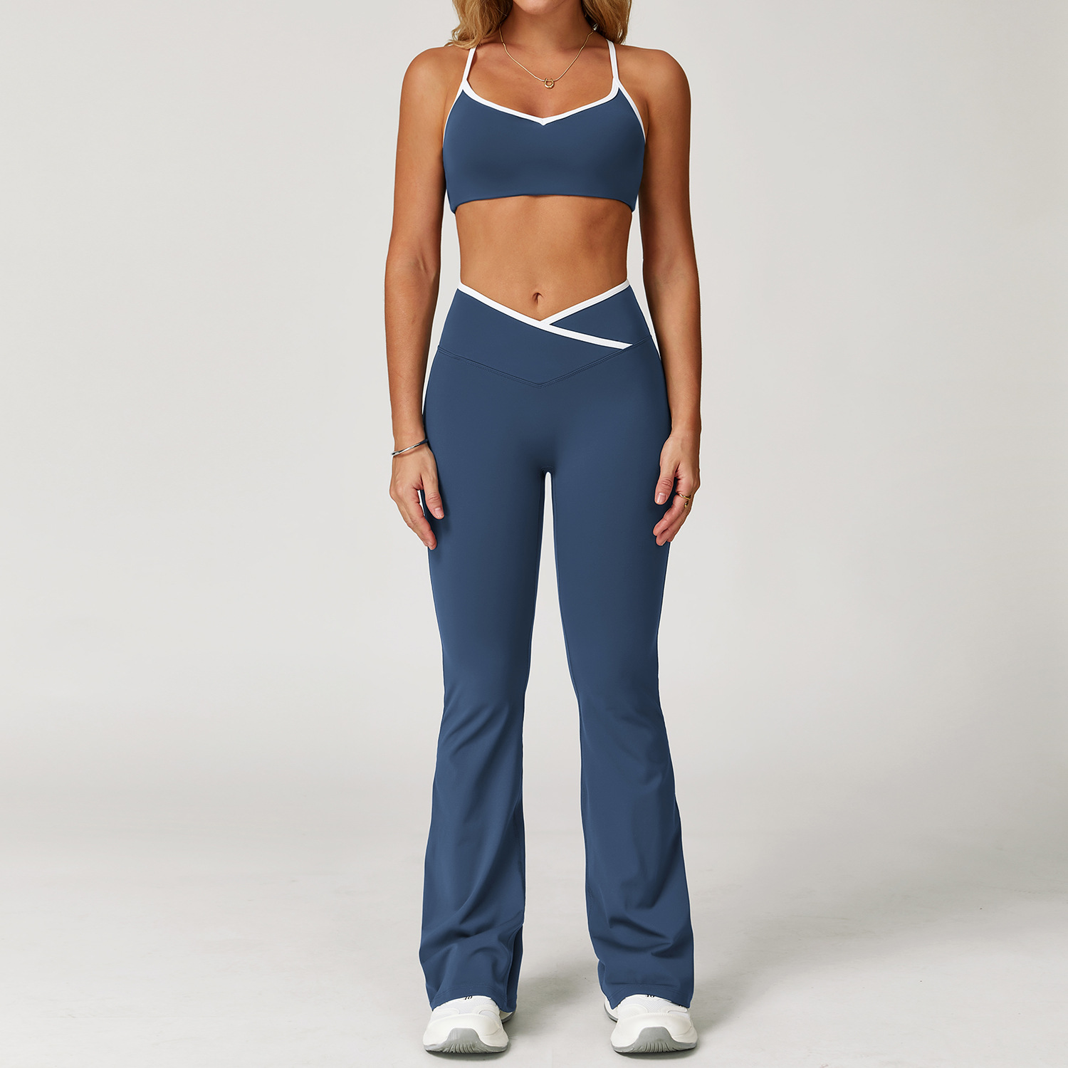  Women's 3 Options Bra & High-Waist Sports Pants Yoga Set 9253