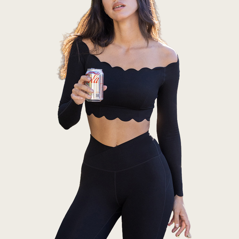  Lace Long-Sleeved Crop Top with Built-in Bra for Women SKL-FNK8808