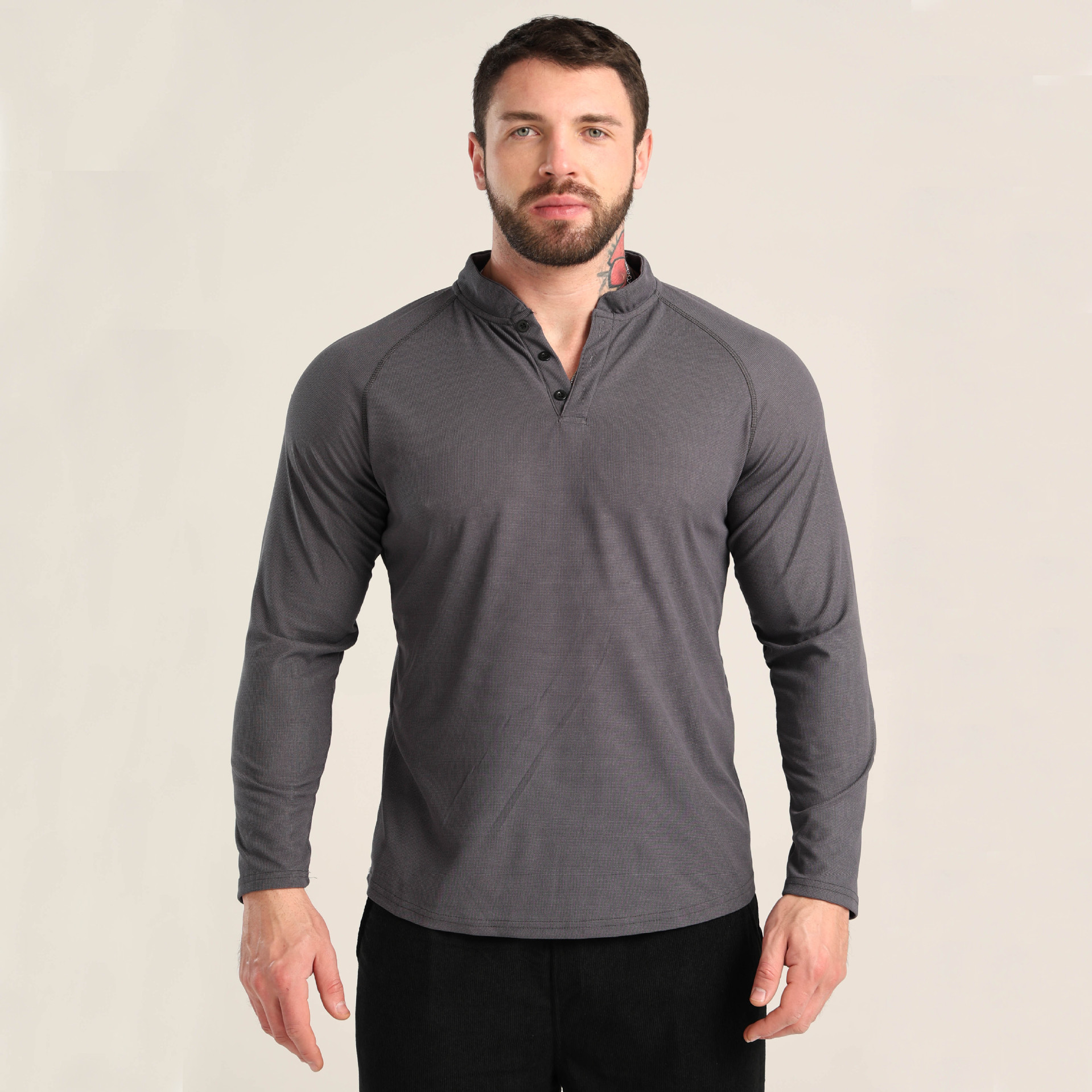 Men's Buttoned POLO Long Sleeve Shirt CX122