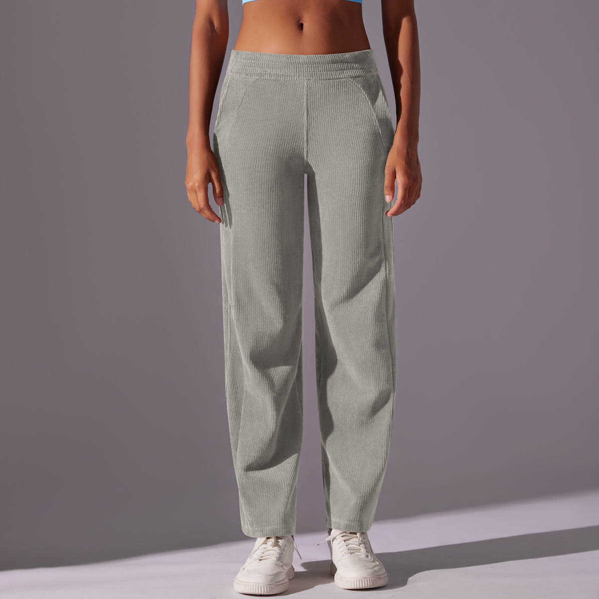  Corduroy Wide-Leg Fitness Pants for Women 7073