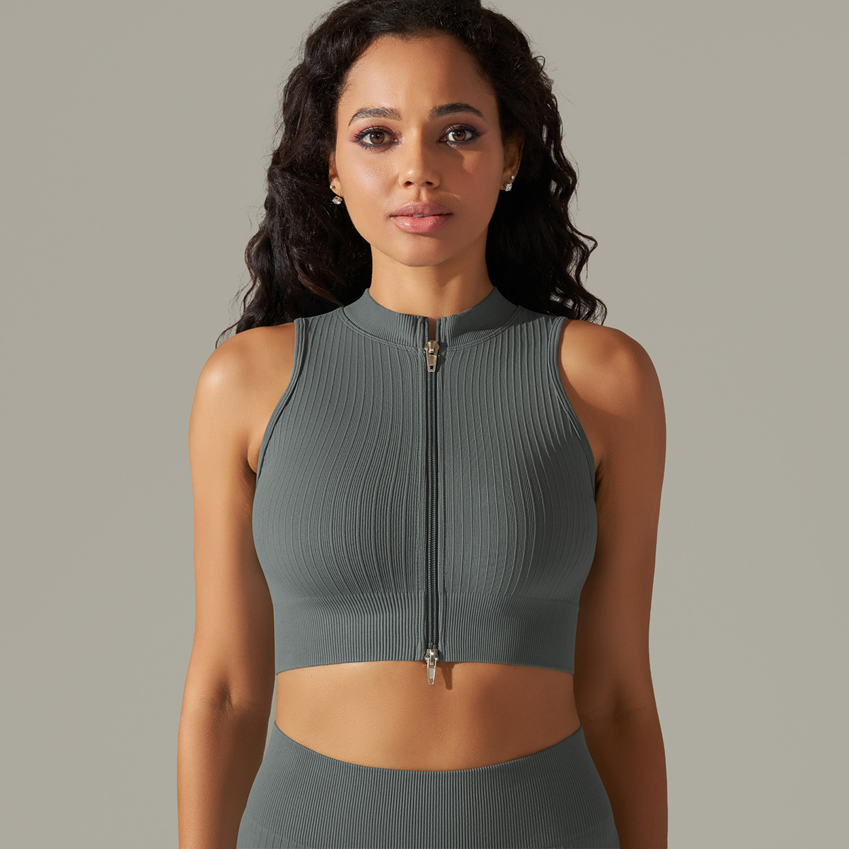  Sleeveless Zippered Vest Sports Fitness Wear 9310vest