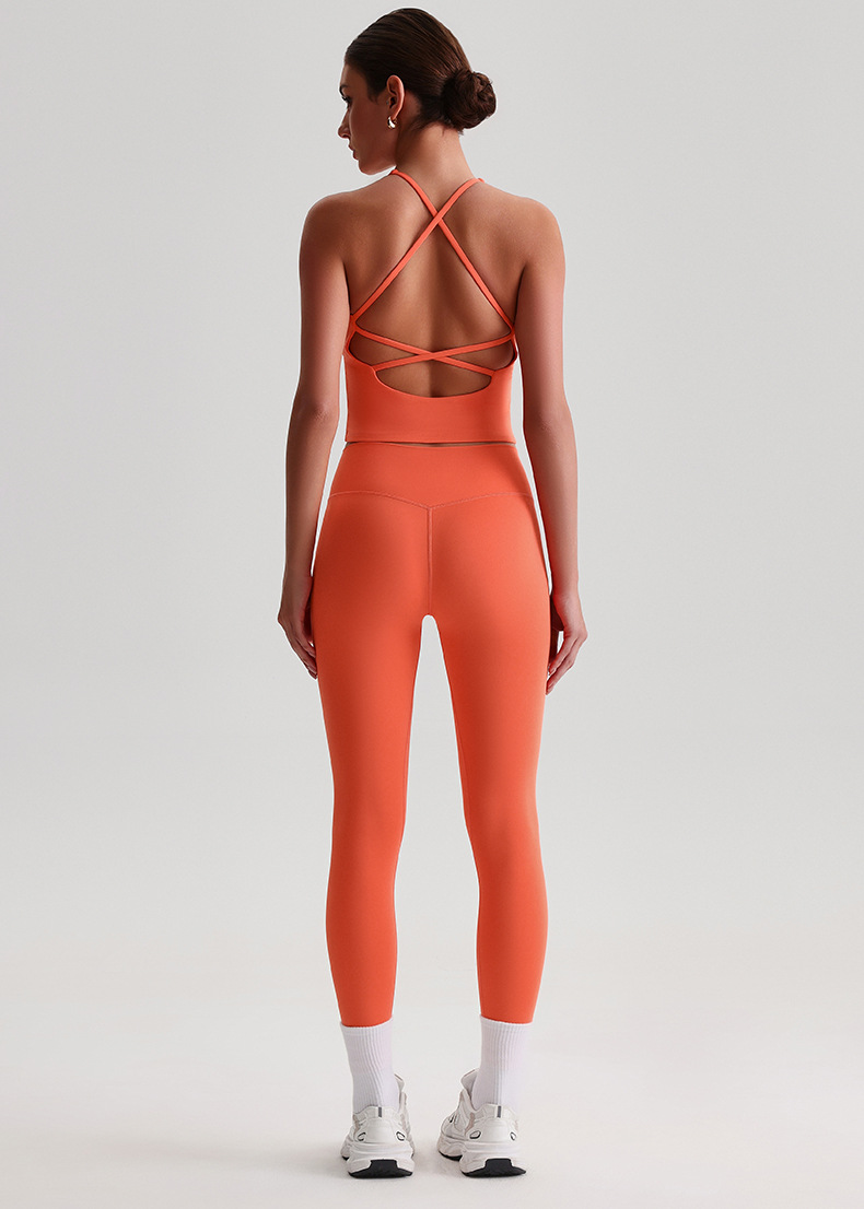 Women's Plus-size Tight Sports Leggings And Bra With Padded Outdoor Running And Fitness Wear Two-piece set SKL-LQ0128