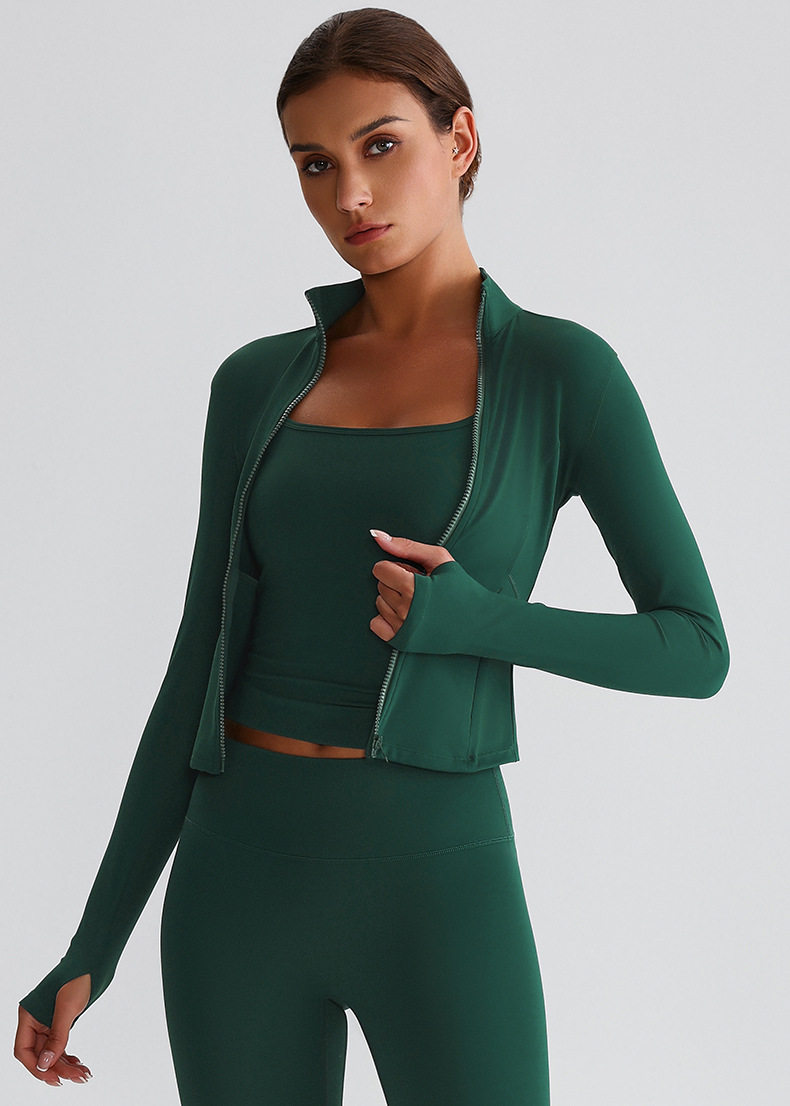 Zipper Outdoor Running  Sports Yoga Jacket Long-sleeved Coat SKL-LQ8018