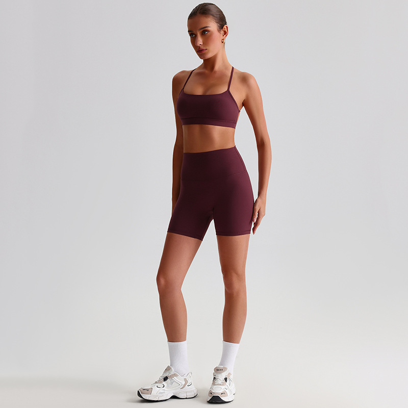 Fitness Sports Leggings And Crossed Beautiful Bra With Pads Set SKL-LQ0139