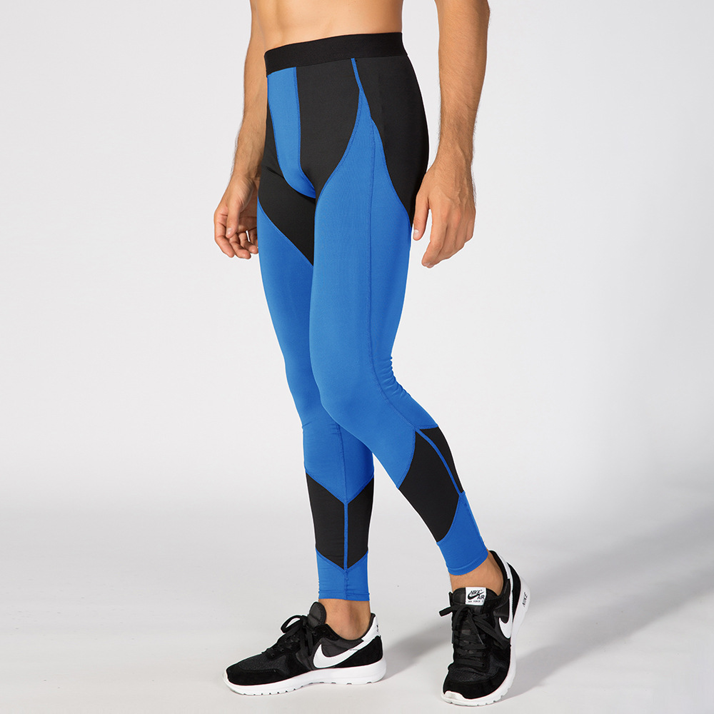 Men's High Elastic Contrast Color Block Fitness Pants 4030