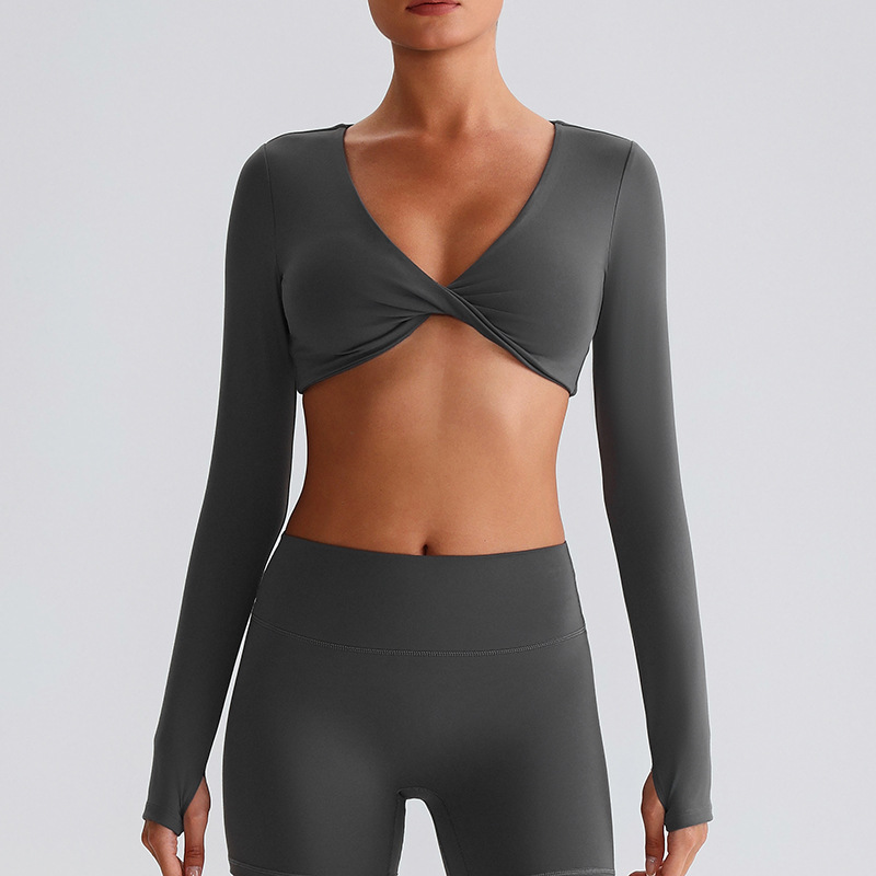  Knot Long - Sleeve Yoga Bra  Sports Bras Come With Chest Pads SKL-LQ8019