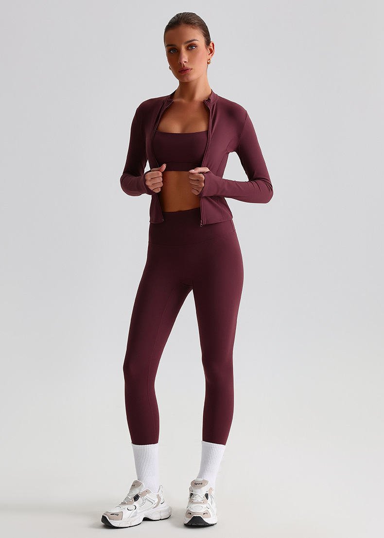 Zipper Outdoor Running  Sports Yoga Jacket Long-sleeved Coat SKL-LQ2156