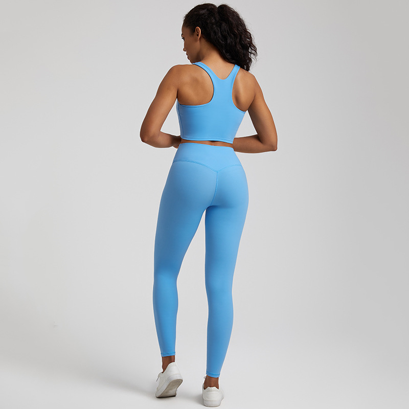Women's Elastic Beautiful Back Yoga Set Leggings With Beautiful Back Bra SKL-LQ3332