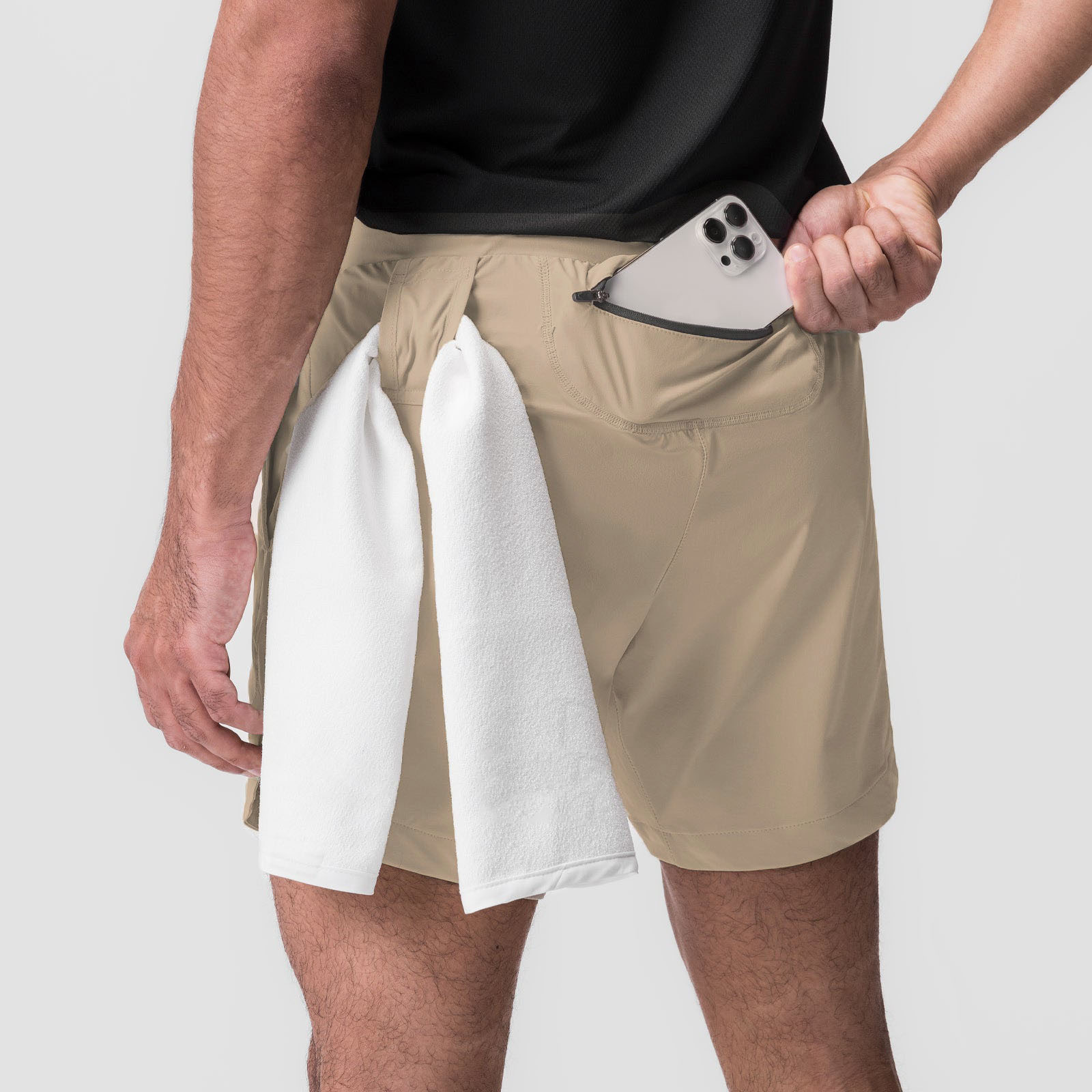 Men's Sports Shorts with Back Zipper Pockets DK112