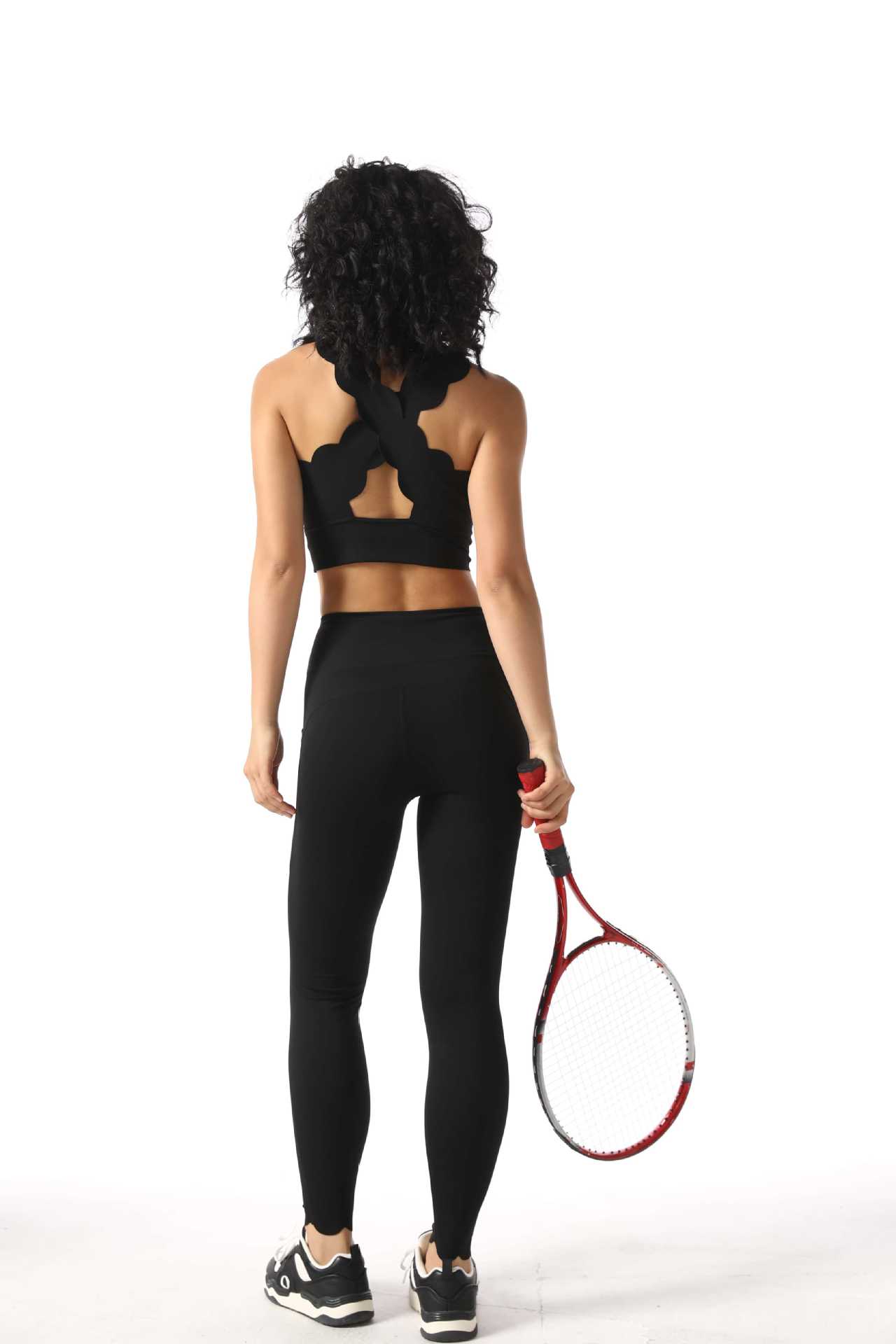 Flat-Waist Lace Hem Yoga Pants for Fitness and Pilates SKL-FNK202411