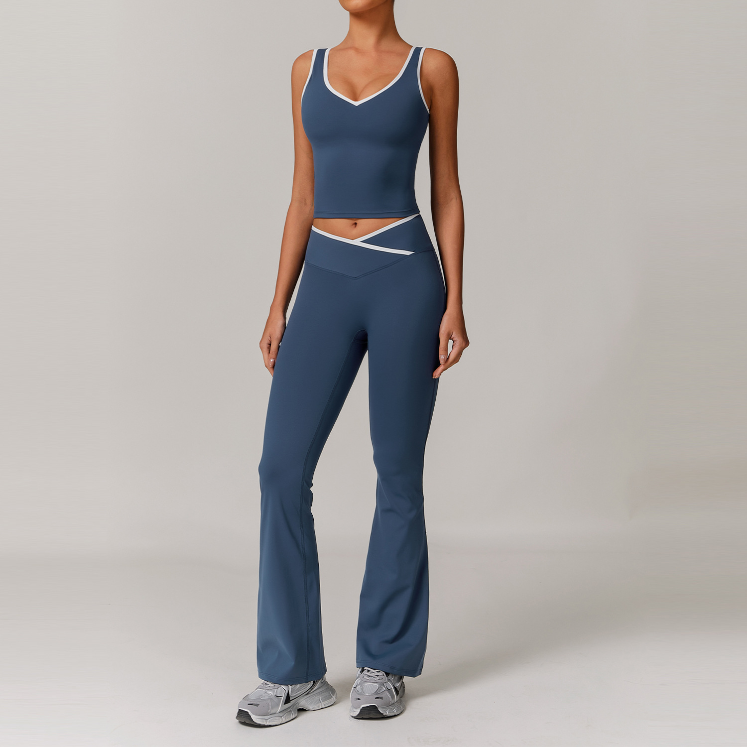 Crossed High-Waist Sports Vest Set 8843