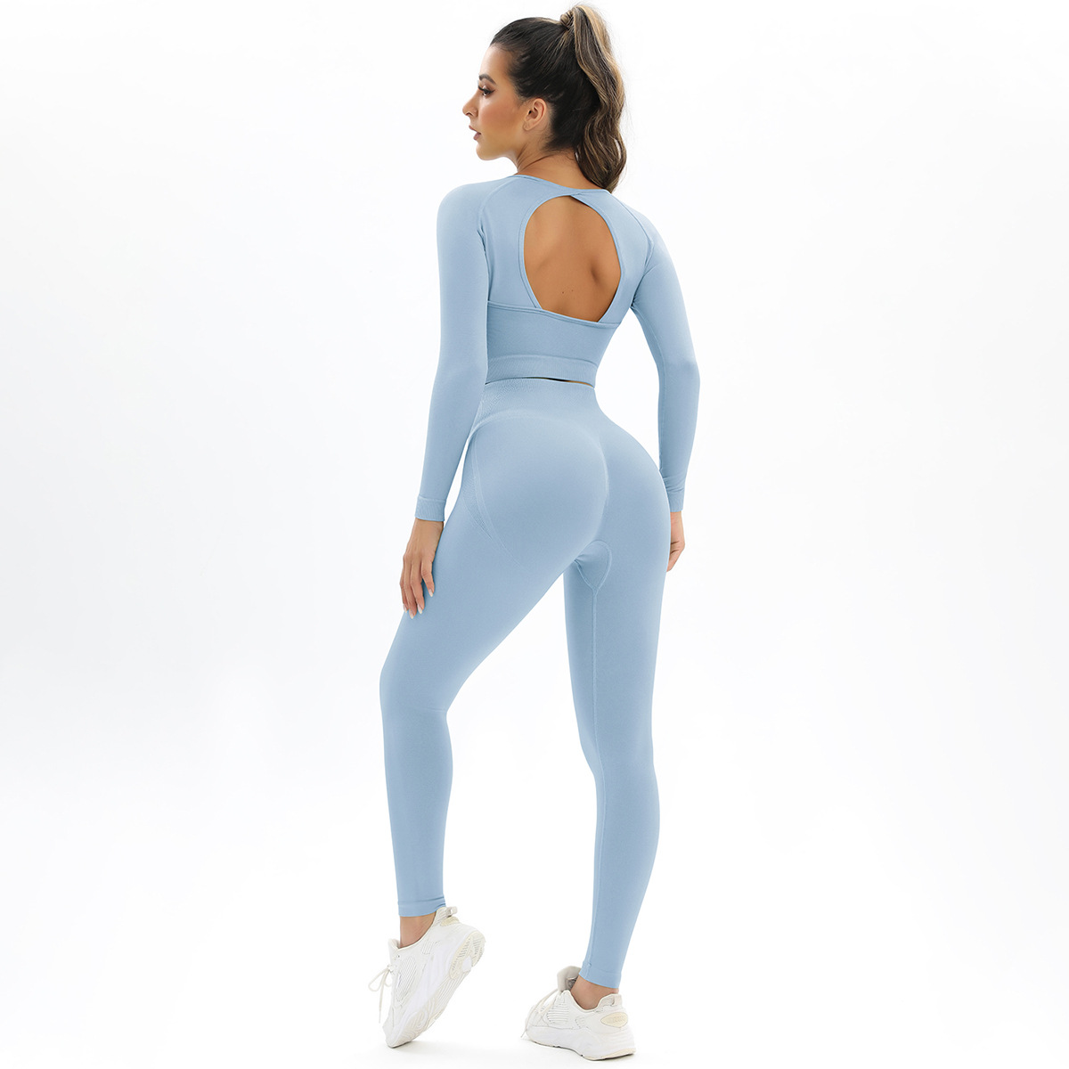  Cutout Yoga Wear Tight Pants Long-Sleeve Set 6603