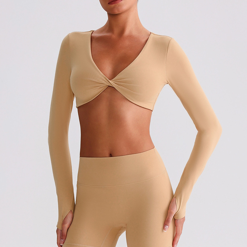  Knot Long - Sleeve Yoga Bra  Sports Bras Come With Chest Pads SKL-LQ8019