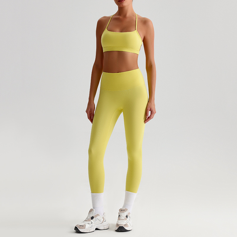 Fitness Sports Leggings And Crossed Beautiful Bra With Pads Set SKL-LQ8639