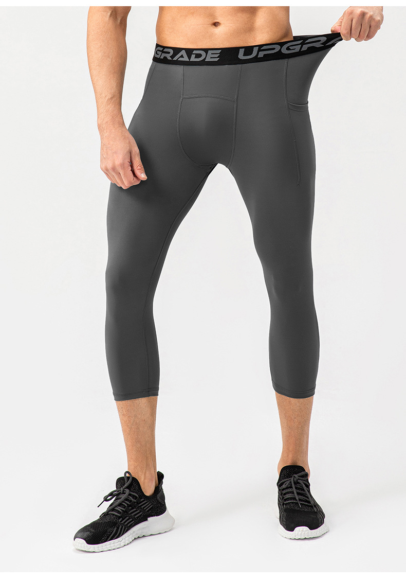 Men's High Elastic Quick Dry Fitness Pants with Pockets 21337